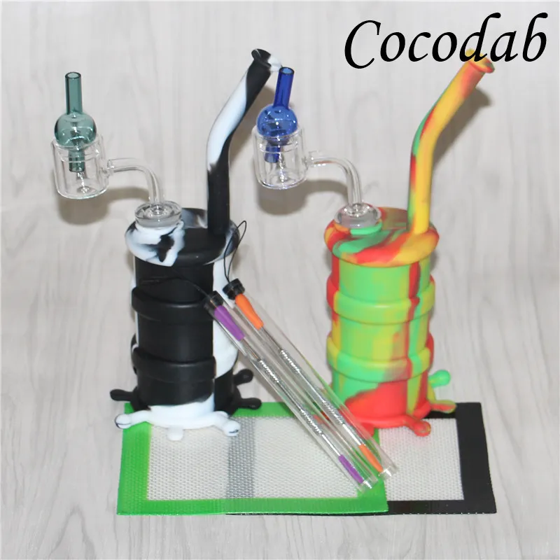 Hookahs smoking water pipes with thermal quartz banger nails ball caps 120mm dab tool 14*11.5cm silicone wax mats silicon oil rigs pipe