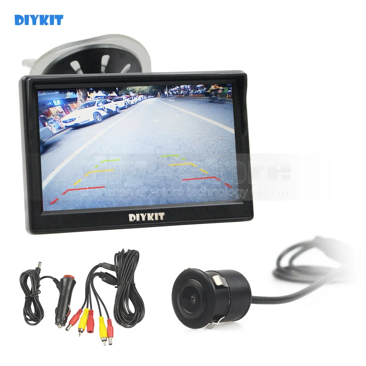 DiyKit 5INCH TFT LCD Display Bilmonitor Vattentät 18.5mm HD Bakifrån Bilkamera CMOS 7070