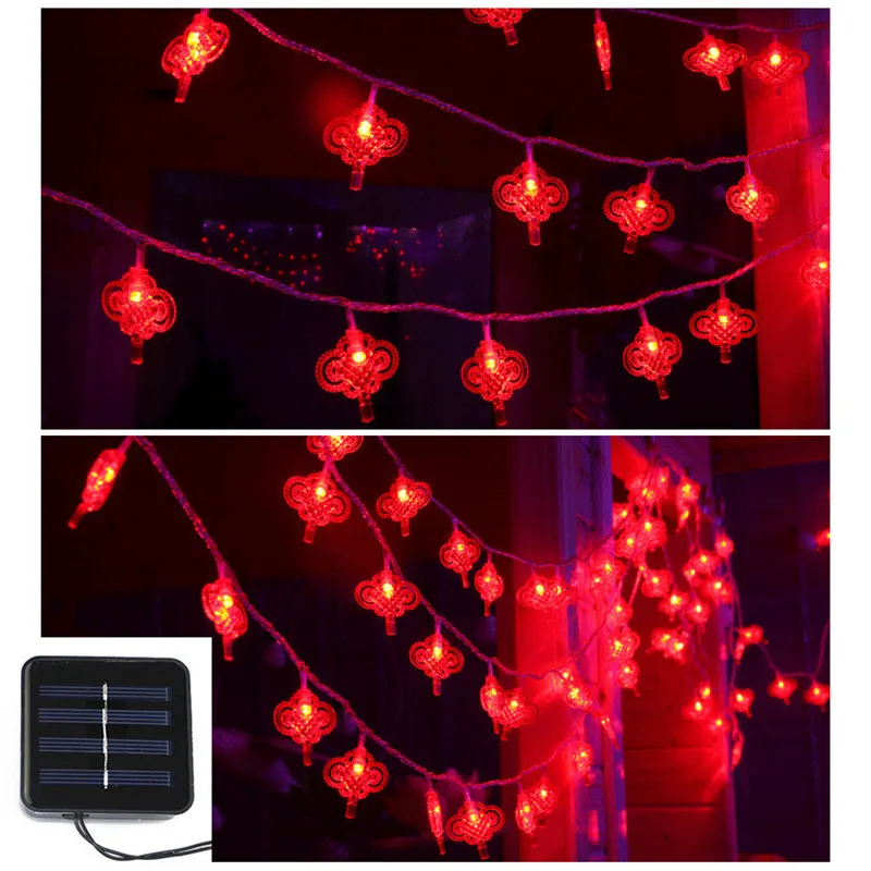 20leds Solar Powered Chinese Knot Light LED String LED Flash Light Night Light for Festival Christmas Decoration