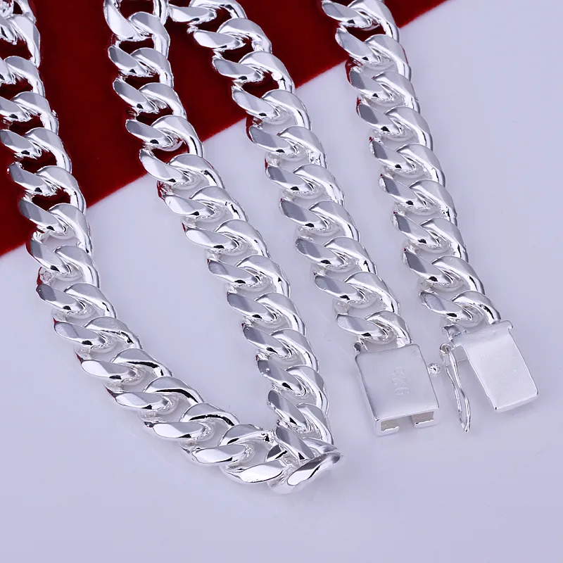 10mm 20 24 heavy cuban curb chain mens necklace fashion men jewelry silver 925 mens brazilian chains necklaces284Z