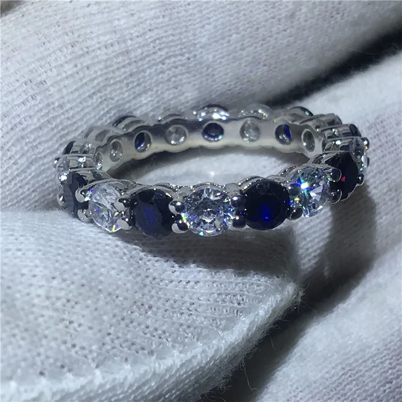 Classic Female Infinity Ring 925 Sterling Silver Blue 5A Zircon CZ Engagement Wedding Band Rings for Women Bridal Jewelry27279177708182