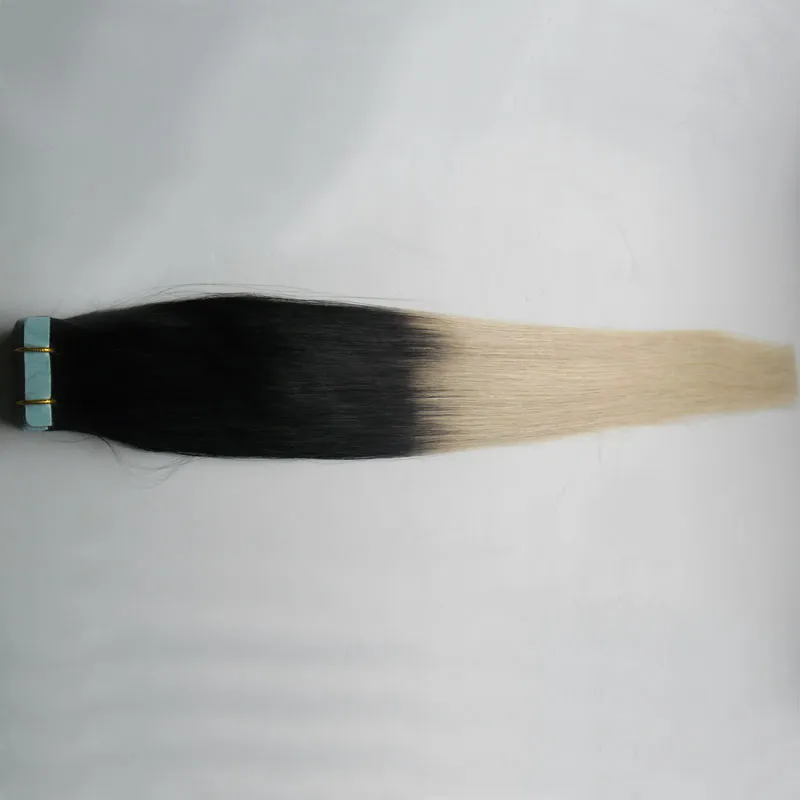 Nastro nelle estensioni Ombre T1B / 613 Two Tone Non-Remy 100G Capelli lisci Ombre Estensioni dei capelli di trama della pelle