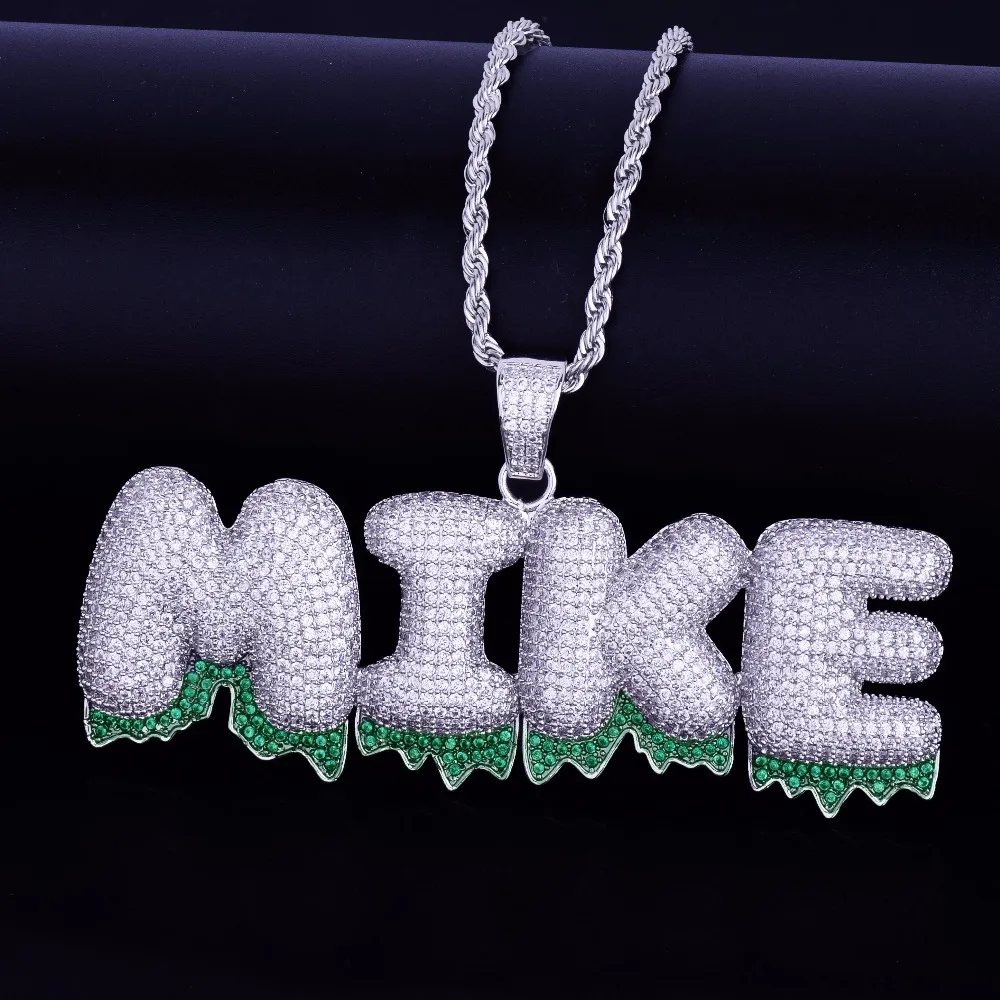 Custom name ice drip bubble deals necklace