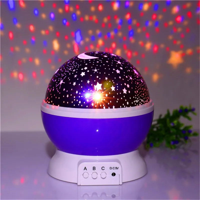 Nieuwigheid Nachtlampje Projector Lamp Rotary Flashing Starry Star Moon Sky Star Projector Kids Kinderen Baby Abajur Infantil