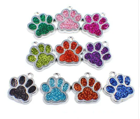 Partihandel 50st / Lot Bling Hund / Björn Paw Print Hang Pendant Charms Fit For DIY Nyckelringar Halsband Mode Smycken