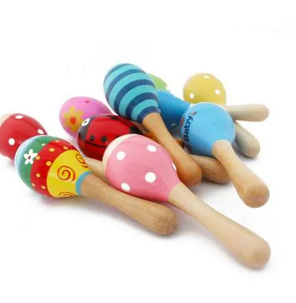 Colorful Wooden Maracas Wooden Musical Instruments For Babies And