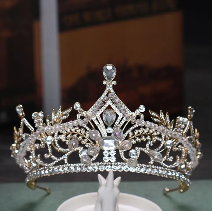 Classic luxurious crown wedding bridle headwear gold crystal ornament bridal ornament