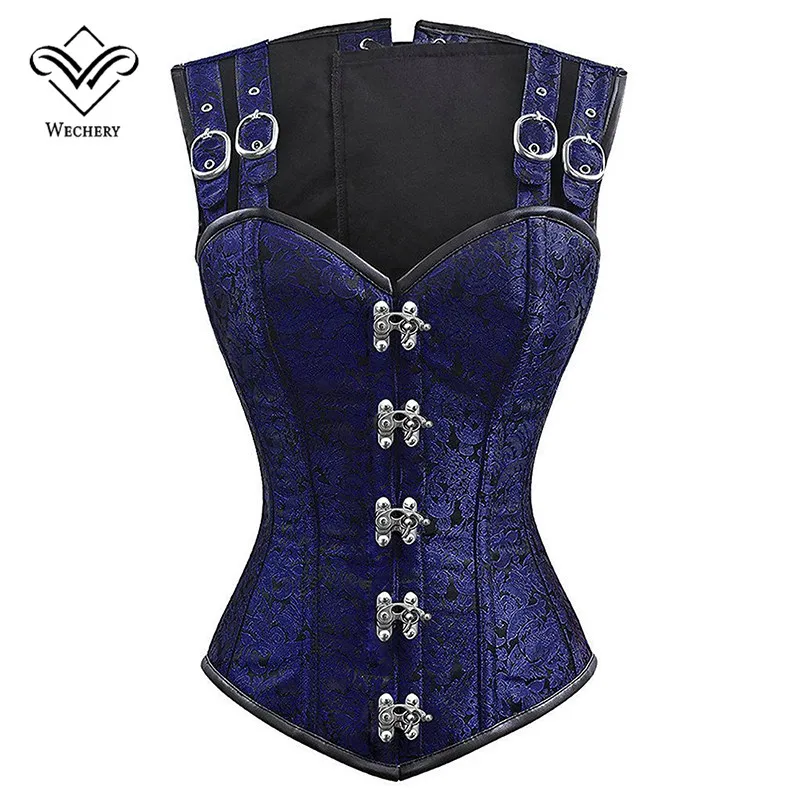 Corset Steampunk Corsets and Bustiers Slimming Gothic Corsage Corset Corsets Sexig svart rem Corset Steel Boning Bustier