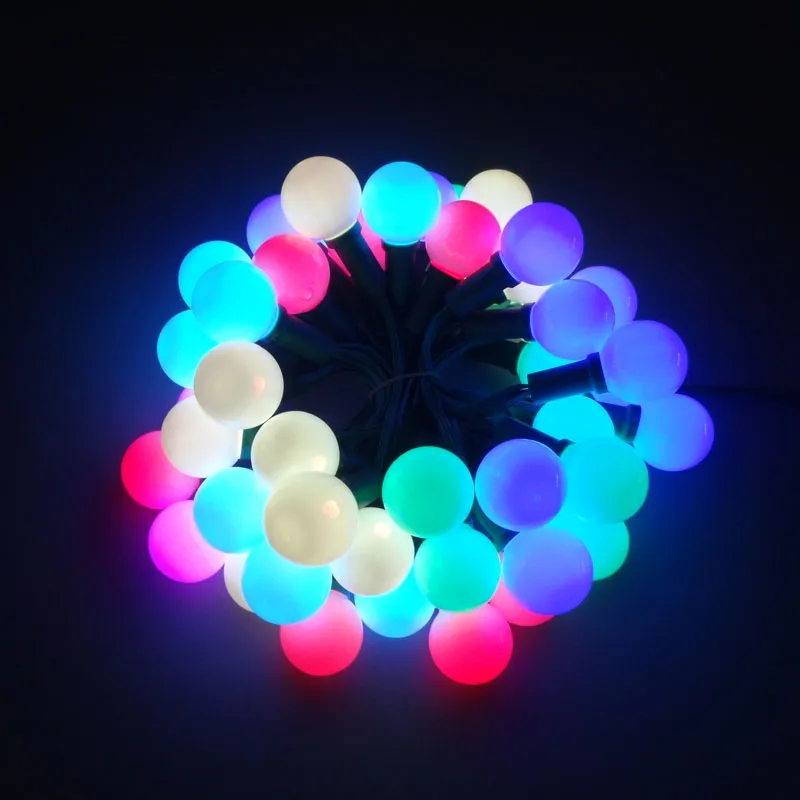 50nodes Adresowalny Ball RGB G40 DC12V WS2811 LED Światło świąteczne Pixel; 6 cali (15 cm) Odstępy druciane; cały zielony przewód; wodoodporny IP68