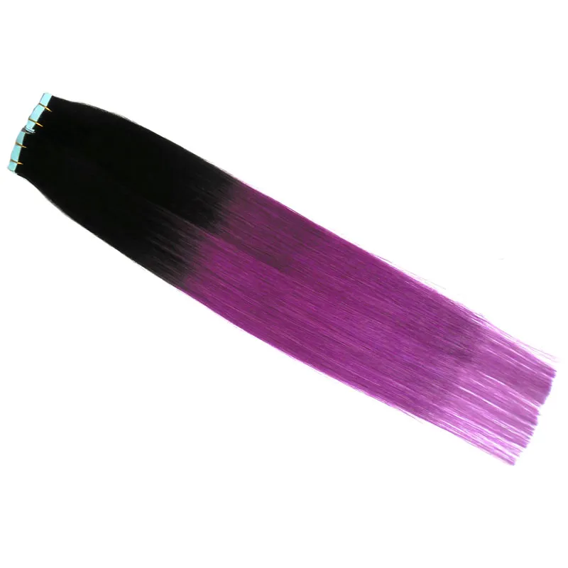 T1b / violet cheveux brésiliens appliquer une bande adhésif adhésif cheveux cheveux 100g 40 pcs / extension de lot bande adhésif adhésif de peau thermique ombre cheveux