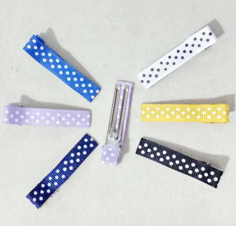 Accesorios para el cabello Pinza para el cabello Polka Dot Ribbon Covered Duckbill Single Prong Alligator Hairpin para Baby Girl bows flower headwear FJ3225