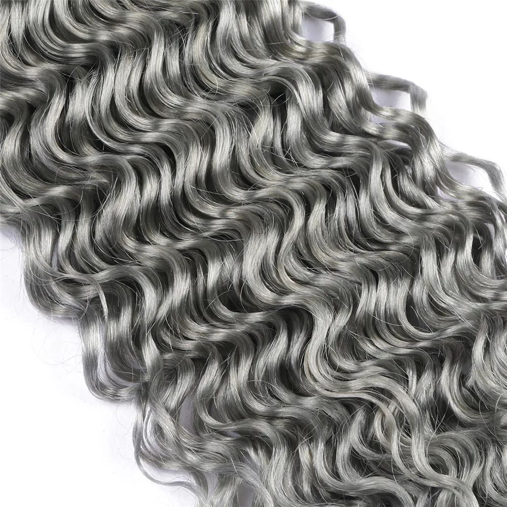 Grey Hair Weaves Brazilian Virgin Hair Bundles Sliver Grey Deep Wave Lockigt hårförlängning 3stErbjudanden 8a Grå vågiga buntar