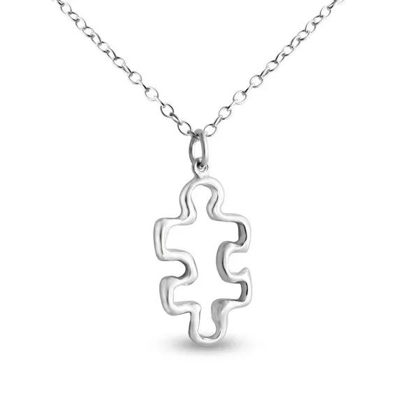Hollow Outline Puzzle Piece Necklace Autism Awareness Quote Jigsaw ...
