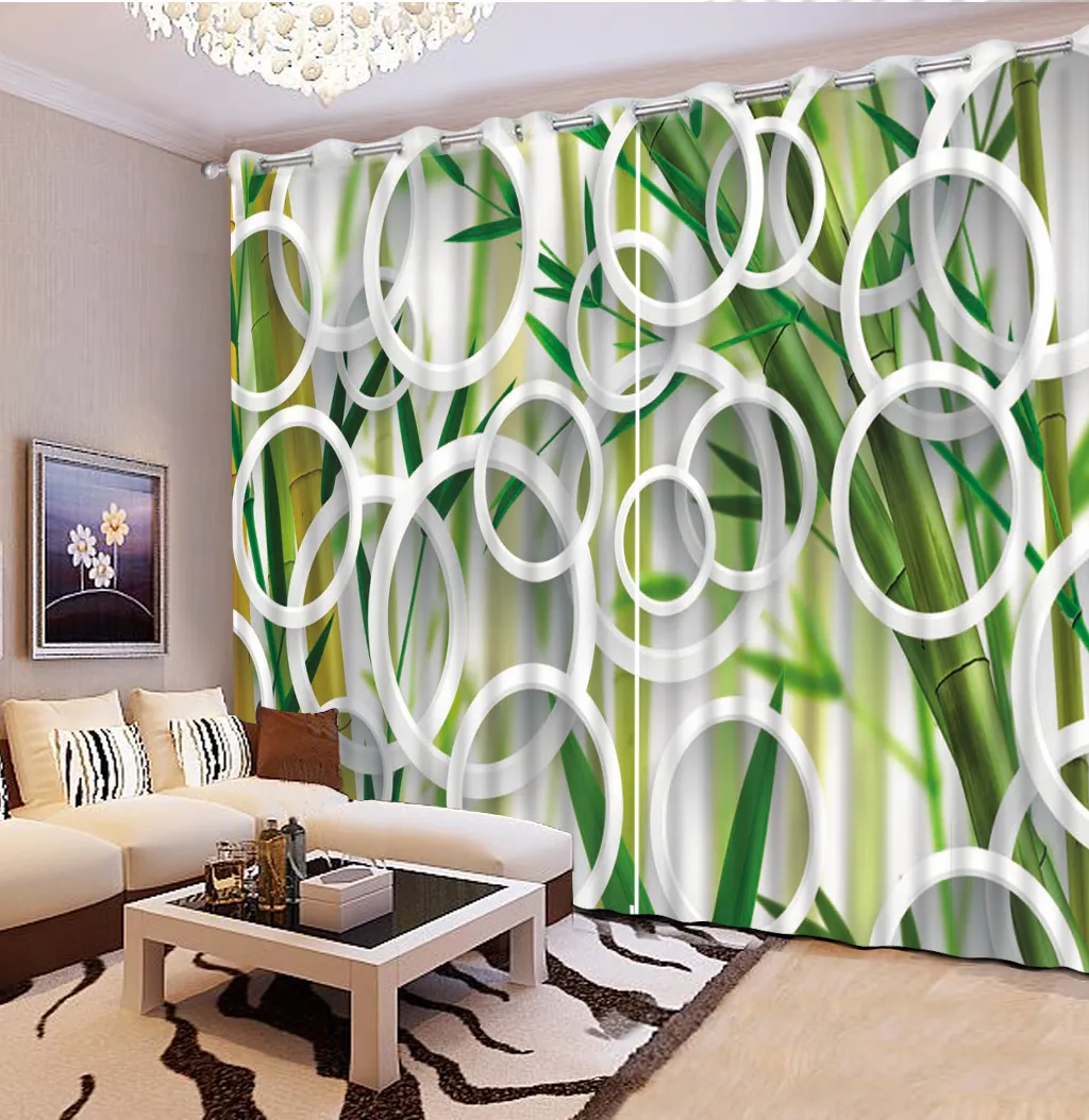 custom 3d curtains Creative circle green curtains window curtains for living room luxurious modern bedroom curtain