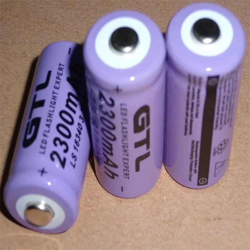 New 100% GTL battery CR123A 16340 2300mAh 3.7V Rechargeable lithium battery