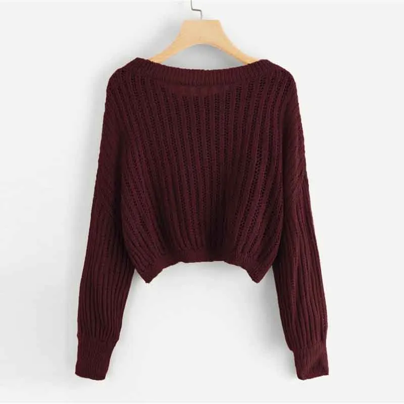 Burgundy sales crop sweater