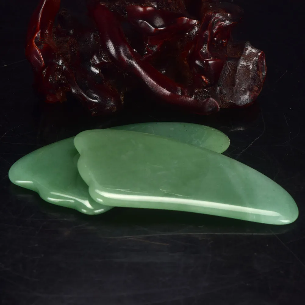 Dingsheng الكريستال الطبيعي الأخضر aventurine اليشم التخسيس الوجه مدلك gubha شا كشط تدليك أداة الوجه الخلفي الجسم سبا التدليك الاسترخاء