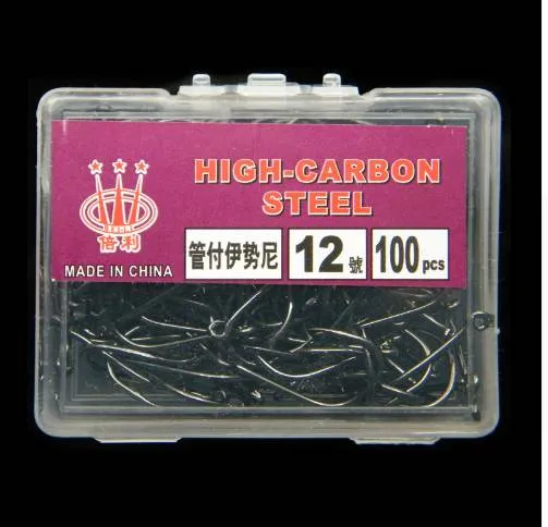 Yemulang 100pcs High Carbon Stål Fiskehakar Set i Fly Fishhooks Jig Barbed med hål för fisketillbehör Pesca 3 # -12 #