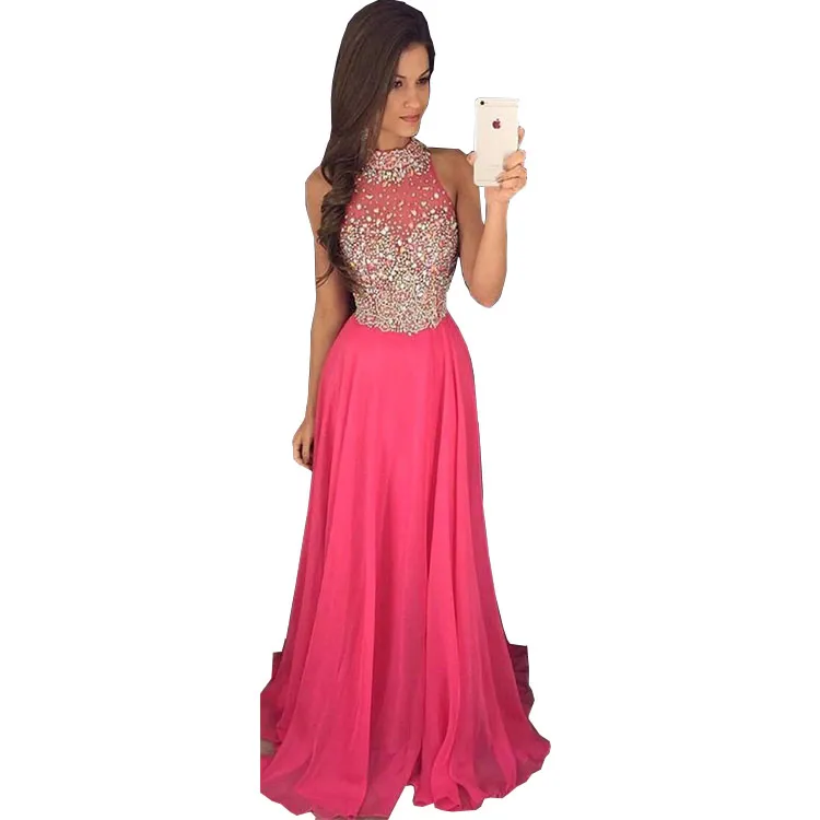 Fast Shipping Prom Dresses : Elegant Chiffon Round Neck Formal Gown Back  Detail, Long Length For Evening Parties From Werbowy, $98.25 | DHgate.Com