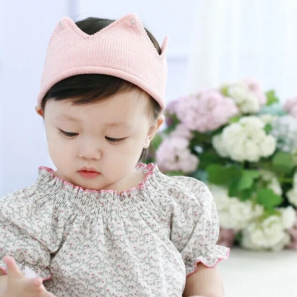 Vogue nouveau-né infantile bébé garçons filles princesse bandeau enfants Crochet tricoté reine roi couronne diadème chapeaux accessoires de cheveux
