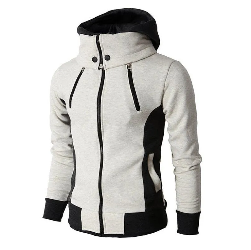 Mäns Turtle Neck Jackor Tjocken Hoodies Långärmad Zipper Bomull Cardigans High Necks Warm Velvet Hoodie Framfickor Tjock Hoodie W97