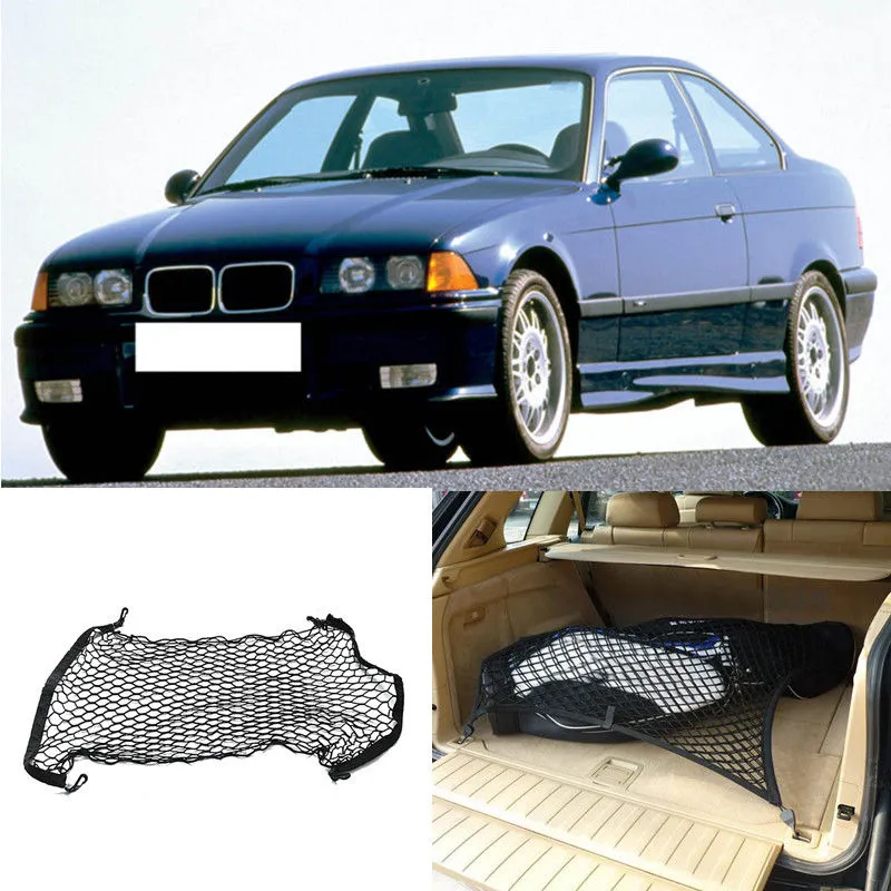 For BMW M3 Car Vehicle Black Rear Trunk Cargo Baggage Organizer Storage Nylon Plain Vertical Seat Net