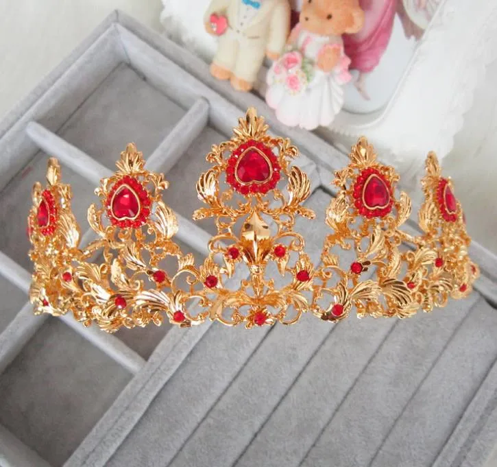 Bridal jewelry gold Princess birthday crown tiara wedding dress accessories