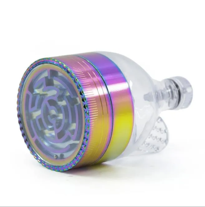 Durchmesser 52 mm, Zinklegierung, 3-lagig, Regenbogenfarben, Labyrinth, Eis – Blau, Trichtermühle