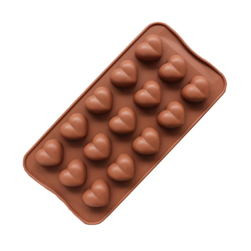 15 fori Amore Due Cuori Forma Cioccolatini in silicone Modello Manuale Stampo fai da te Stampo in silicone per sapone Strumenti di cottura per torte pasticceria