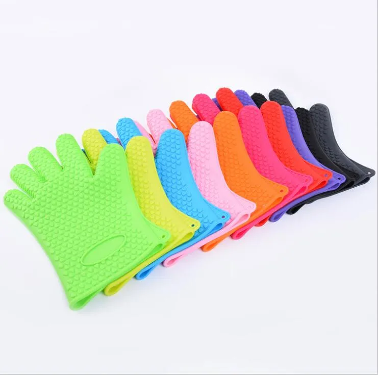 Silicone Kitchen Cooking Gloves Microwave Oven Non-slip Mitt Heat Resistant Silicone Home Gloves Cooking Baking BBQ gloves Holder