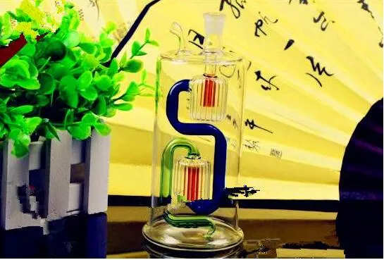 Tubi fumatori Bottiglia d'acqua circolante a doppia filtrazione Narghilè in vetro all'ingrosso, raccordi tubi dell'acqua in vetro,