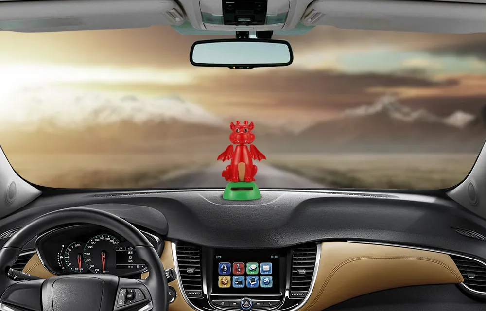 الحلي سيارة abs الديناصور الشمسية بدعم يتأرجح رئيس لوحة القيادة الديكور السيارات الداخلية ديكور اكسسوارات اللعب