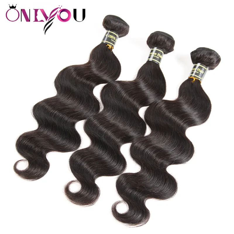 Pacotes de cabelo humano de cabelos da Indian Indian Indian Cabelo da Malásia, da Malásia, púlios de cabelo humano com feixes frontais de renda Remy Human Hair Ext3065668