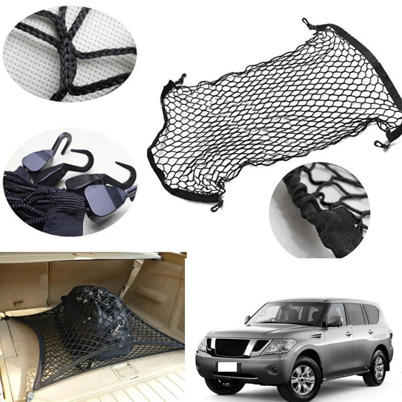 Per Nissan Patrol Car Vehicle Black Rear Trunk Cargo Baggage Organizer Storage Nylon Plain Vertical Seat Net