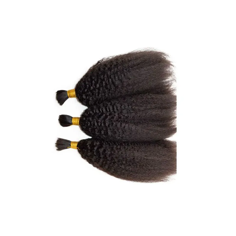 Crépus cheveux raides en vrac malaisien péruvien cambodgien cheveux humains en vrac pour tresser 3 paquets cheveux en vrac couleur naturelle FDSHINE