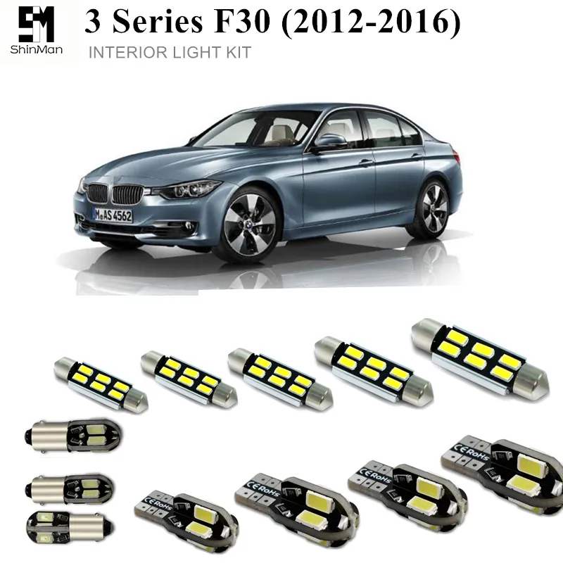 Shinman 16pcs 오류 무료 LED 인테리어 라이트 키트 BMW 3 시리즈 F30 액세서리 2012-2016 자동차 인테리어 라이트