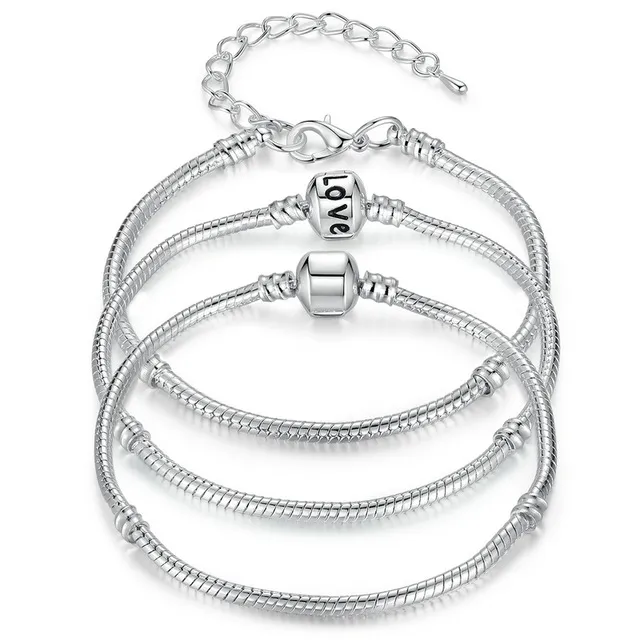 Fabrik Großhandel 925 Sterling Silber Armbänder Schlangenkette Fit Charm Europäischen Perlen Armreif Für Männer Frauen Schmuck Geschenk in loser Schüttung