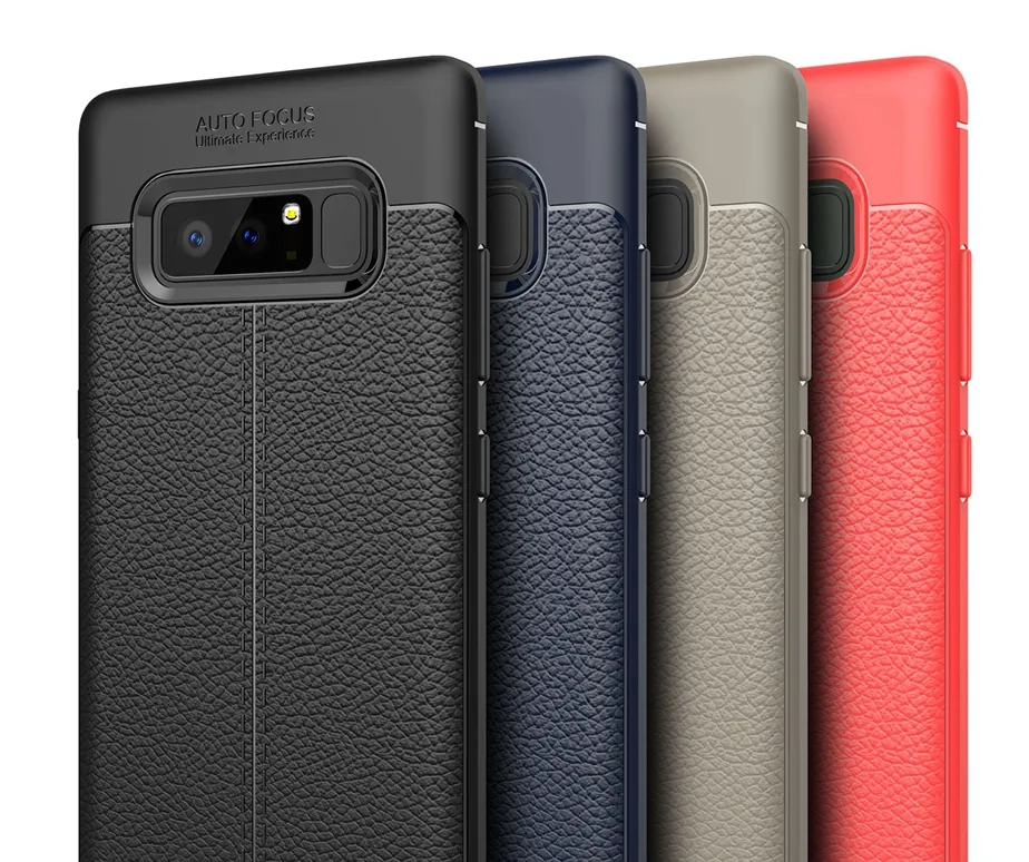 Nieuwe Soft TPU Siliconen Case Anti Slip Lederen Textuur Telefoon Gevallen Cover voor iPhone X 8 7 6 6 S Plus 5 5 S Samsung Note 8 S7 Edge S8 S9 Plus