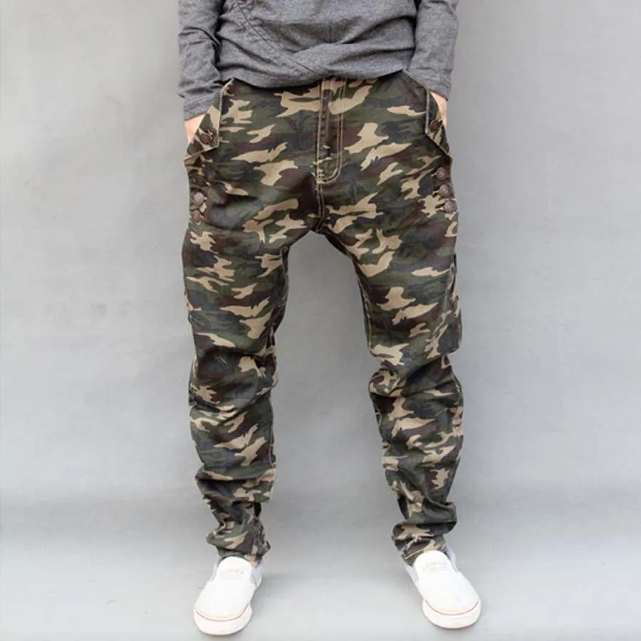 Militär armé grön kamouflage bomull märke byxor lösa harem byxor mens joggers hiphop kläder elastiska jeans stor storlek s-6xl