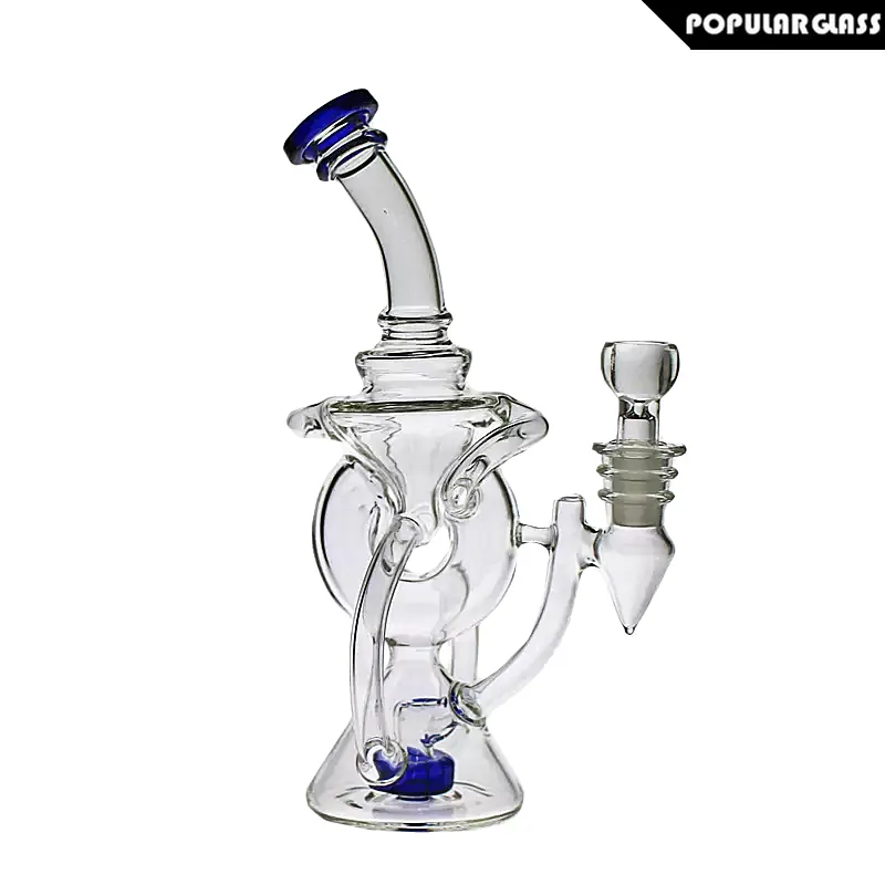 SAML 21.5CM Tall Glas Bong Hookahs Double Recycler Högkvalitativ oljeplattform DAB Riggar Vattenrör Kvinnlig fogstorlek 14.4mm PG5110