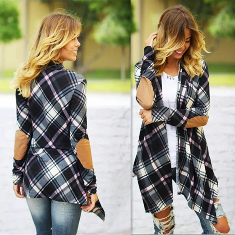 Autunno e inverno digitale stampa a maniche lunghe a maniche lunghe cardigan cappotto in cotone casual plaid cardigan