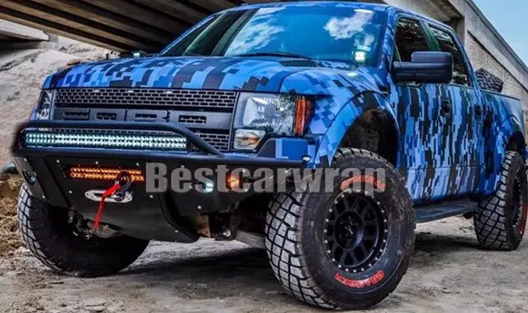 Digital Blue Pixel Camouflage Vinyl For Car Wrap Camo Style