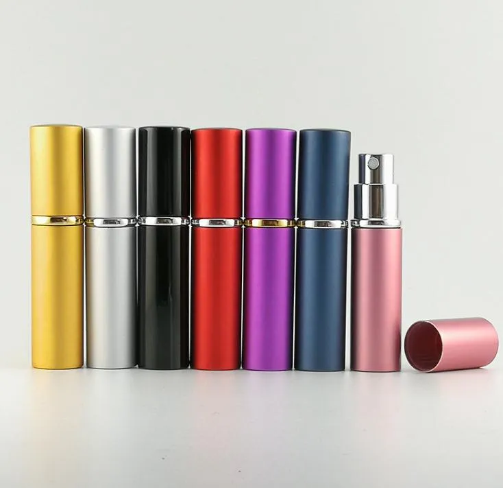 Perfume Bottle 5ml Aluminium Anodized Compact Perfume Aftershave Atomiser Atomizer fragrance Glass Scent-Bottle Mixed color SN302