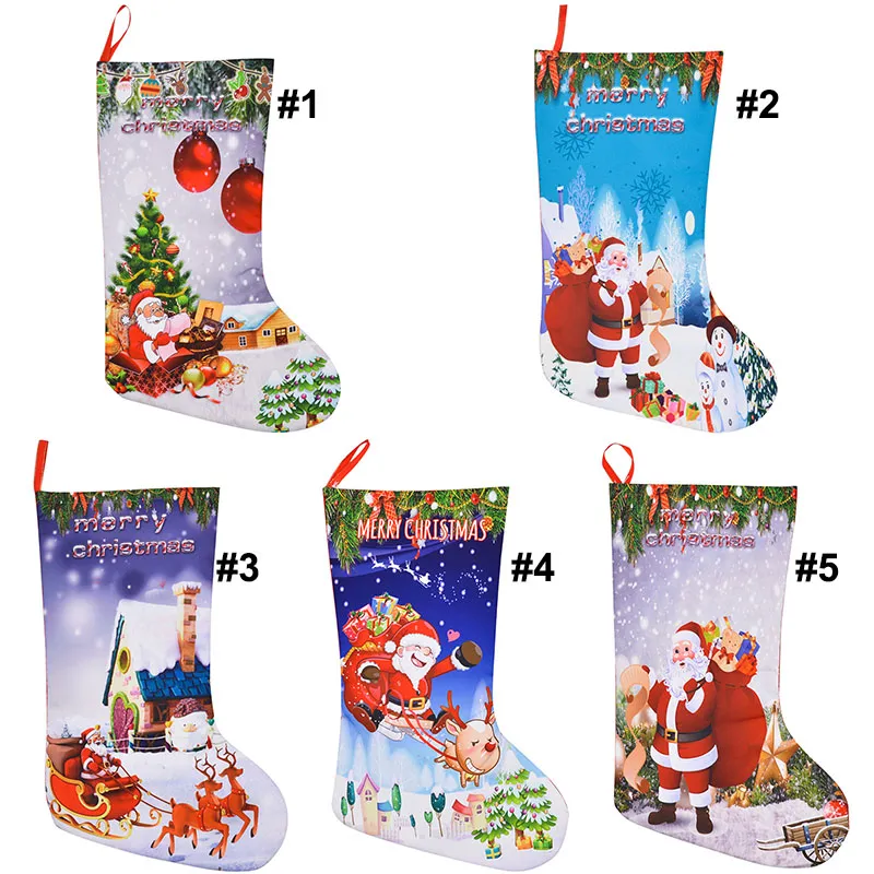 Christmas Stocking Prezent Torby Film Tkaniny Choinki Skarpety Xmas Candy Storage Torba świąteczna Party Dostawy Xmas Dekoracje Torba WX9-786