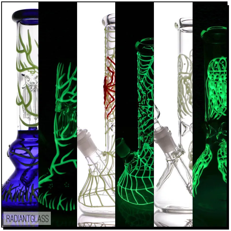 Hookahs Luminous Beaker Bong Glass 3 typy Bongs z Downstem Oil Rig Dab Water Rure Wysokie 10 '' Darmowa wysyłka