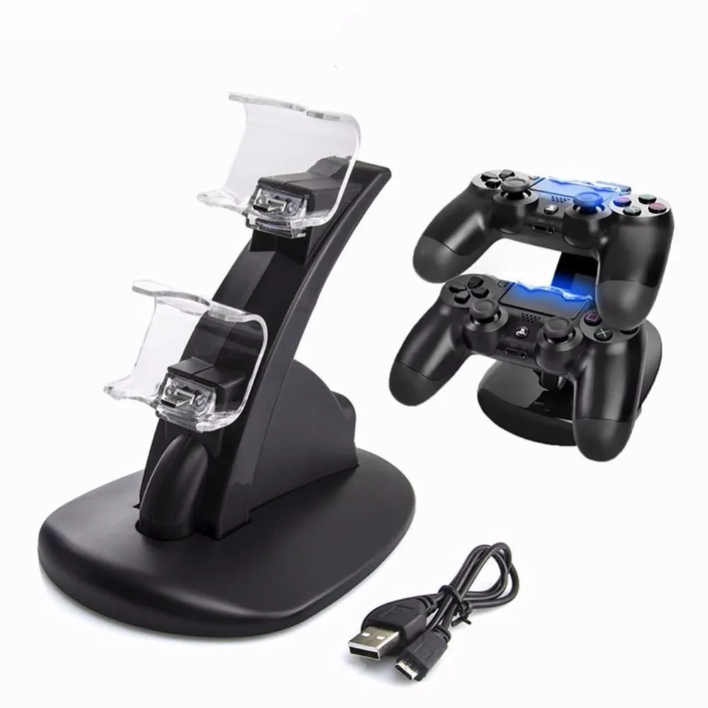 Dual USB Charging Dock Charger Station Stand Holder LED Light per Playstation 4 Controller wireless PS4 Slim Pro DHL FEDEX EMS SPEDIZIONE GRATUITA