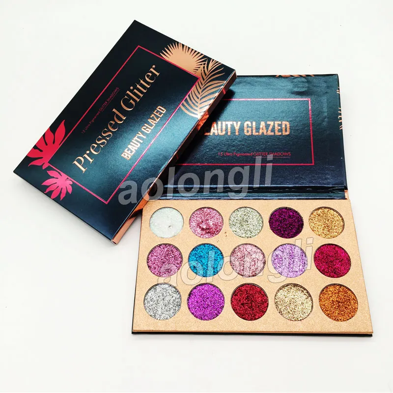 Best Beauty Glazed Glitter Eyeshadow Palette 15 kolorów paleta cieni do powiek makijaż Ultra Shimmer kosmetyki do twarzy