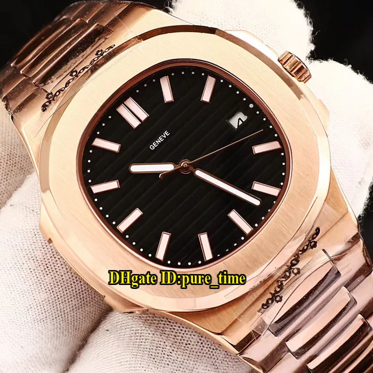Спорт Наутилус 40 мм 5711R-001 5711 черный циферблат Азиатский 2813 автоматические мужские часы розовое золото стальной корпус / ремешок высокое качество часы
