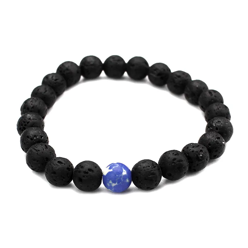 8mm Lava Stone Strands Bracelets Energy Balance Beads Charm For Men Women Prayer Lover Yoga Jewelry