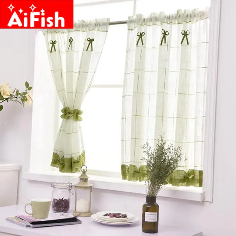 Romântico Sweet Lace Home Garden Telas Metade Café Cortina Cozinha Cortinas à prova de poeira Curtains Balcão Curtain Pritition Curtain-40